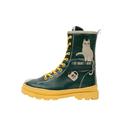 Stiefelette DOGO "Gisele Schnürstiefel Boots Red Fox Damen Stiefeletten", Damen, Gr. 38, Normalschaft, gelb (grün, gelb), Lederimitat, Schuhe, Handgefertigt