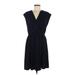 Uniqlo Casual Dress - A-Line V Neck Short sleeves: Blue Print Dresses - Women's Size Medium