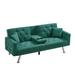 Orren Ellis Vonzay Twin 75.59" Wide Cushion Back Convertible Sofa Wood/Linen in Green/Blue | 31.1 H x 75.59 W x 30.7 D in | Wayfair