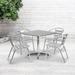 Latitude Run® Amadea 23.5" Square Aluminum Indoor-Outdoor Table Set w/ 4 Slat Back Chairs Metal in Gray | 27.5" H x 31.5" W x 31.5" D | Wayfair