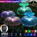 Lampes de pelouse de méduse de fibre optique imperméables extérieures jardin solaire décor de cour