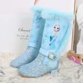 Bottes à talons hauts Disney pour filles bottes de neige chaudes pour enfants manches hautes