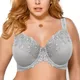 Soutien-gorge brodé en dentelle grise pour femme lingerie sexy à armatures grande taille 38 40 42