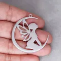 Breloque pendentif ange elfe sur lune pour femme acier inoxydable bijoux exécutifs boucles