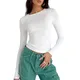 Women Spring Autumn Slim Tops Solid Color Long Sleeve Round Neck Streetwear Basic T-shirt Blouse