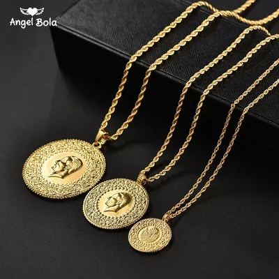 Colliers pendentif Atatürk pour femmes islam musulman pièces de monnaie turques cadeaux
