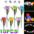 Tulipe de jardin LED en forme de fleur lampes de pelouse solaires tube étanche 62 décor debout