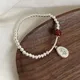 Bracelet de perles rouges en argent regardé 925 pour femmes et filles mot de bénédiction chinois