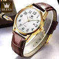 OLEVS-Montre à quartz étanche pour homme horloge Gstuff montres haut de gamme bracelet en cuir de