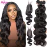 tissage humain hair with closure body wave tissage cheveux humain lot en promo closure 2x6 cheveux