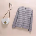 Doudoune Ultralégère en Duvet de Canard pour Femme Manteau Coréen sans Col Parka Rembourrée