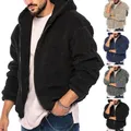 Veste d'hiver à capuche double face pour homme avec fermeture éclair manteau décontracté manteau