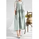 Robe chasuble en lin de coton uni pour femmes avec poches tablier de travail de jardin robe