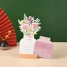 2024 Bloomy Flower Desk Calendar Creative Wooden Card Calendar alta qualità Desktop Calendar