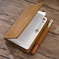 Durable Notebook Genuine Leather Cover Journal Brown Pocket Size Blank Lined Graph Paper Retro