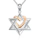Xiaojing 925 Sterling Silver Star of David With Rose Gold Color Love Heart Pendants & Necklaces For