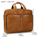 Crazy Horse Genuine Leather Briefcase For Man 16 inch PC Cow Leather Male Messenger Shoulder Bags