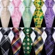 Black Grey Men's Tie With Pocket Square Cufflink Set Exquisiet Plaid Silk Suit Necktie For Male