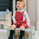 Sets for Children Kids Autumn Clothes 2024 Infant Boys Soldier Embroidery Rompers + White T-shirt