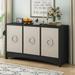 Curved Design Accent Buffet Sideboard Cabinet, Modern Storage Cabinet with 3 Linen Doors and Adjustable Shelves