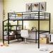 Full Size Black All-in-One Loft Bed w/ Desk Upholstered Bed & Lateral Storage Ladder Storage Bed, Space-Saving, Easy Assembly