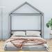 Full Size Wood House Bed with Guardrail Floor Bed Upholstered Bed