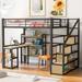 3 in 1 Loft Bed with Built-in Desk, Metal Loft Bed Frame with Storage Staircase and Storage Shelves for Girls, Boys