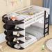 Twin over Twin Size Boat-Like Shape Storage Bed w/ Oval Storage Shelves Bunk Bed, Space-Saving, Easy Assembly, Espresso