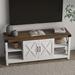 Farmhouse TV Stand with Sliding Barn Doors Wood Storage Cabinet
