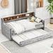 Wood Daybed and Trundle, Velvet Twin Size Snowflake Daybed Sofa Bed with Built-in Storage Shelves for Living Room