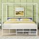 White Metal Queen Size Canopy Platform Bed w/ Drawers & Twin Trundle