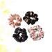 elastic hair tie 4pcs Flamingo Printing Hair Ring Unique Hair Bands Hair Rope Hair Tie Ponytail Holders for Women Girls (Navy Blue + Pink + Black + White)