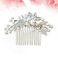 Pearl Rhinestone Hair Comb Wedding Rhinestone Alloy Leaf Hair Comb Bridal Pearl Beaded Comb Jewelry for Decoration Party (Golden)