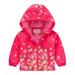 Lovskoo 2024 Baby Windbreaker Jacket Toddler Boys Windproof Jacket Cute Trendy Solid Color Hoodie Keep Warm Clothes Thick Coat Rain Coat Baby Clothes Hot Pink