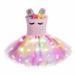 Virmaxy Girl s Dress Spring Toddler Baby Girl Colourful Mesh Princess Dress Flower With Lights Embellished Halter Dresses Pink 3T