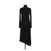 BCBGMAXAZRIA Casual Dress - Midi Turtleneck Long sleeves: Black Print Dresses - Women's Size 2X-Small