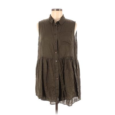 French Connection Casual Dress - Shirtdress Collared Sleeveless: Brown Print Dresses - Women's Size 8