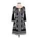 White House Black Market Casual Dress - A-Line Keyhole 3/4 sleeves: Black Dresses - Women's Size Small