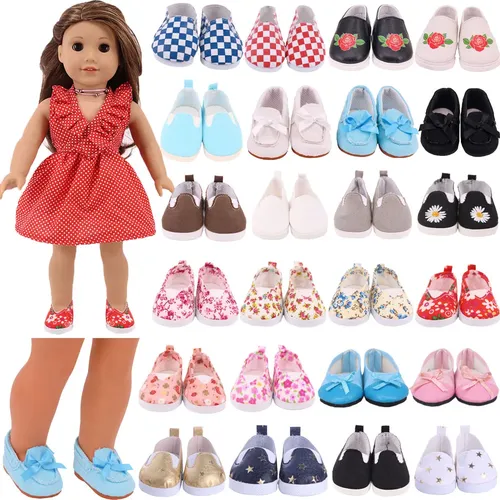 7cm lange Puppen schuhe für 18 Zoll Mädchen American & 43cm Baby Neugeborene Puppe Kleidung Zubehör