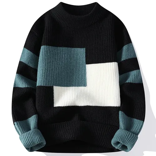 Pullover Männer 2024 Winter koreanischen Stil Herren warmen Pullover Herrenmode Pullover Spleißen
