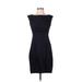 Lafayette 148 New York Casual Dress - Sheath Crew Neck Sleeveless: Blue Print Dresses - New - Women's Size P