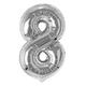 Large 34" Silver Supershape Number '8' Helium Foil Balloon