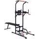 HOMCOM Multifunction Power Tower Home Workout Dip Station w/ Sit-up Bench Push-up Bars and Tension Ropes Fitness Equipment Office Gym Training