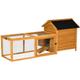 PawHut Chicken Coop with Run Hen House Wooden Poultry Cage Coops w/ Nesting Box Removable Tray Outdoor 180 x 92 x 78 cm, Yellow