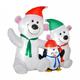 HOMCOM 1.1m Christmas Inflatable Decoration with Two Bears and Penguin Light Up Outdoor Blow Up Decorations Xmas Decor for Holiday Party Garden Inflat