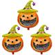 Orange Halloween Foil Balloon with Scary Pumpkin Design - Pack of 3