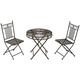 Outsunny 3 Piece Garden Bistro Set with 2 Folding Chairs and 1 Folding Table, Metal Frame for Lawn, Backyard and Porch, Bronze