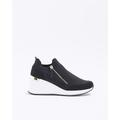 River Island Womens Black Wide Fit Slip On Wedge Trainers