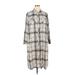 Torrid Casual Dress - Shirtdress Collared 3/4 sleeves: Ivory Plaid Dresses - Women's Size 1X Plus
