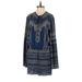 BCBGMAXAZRIA Casual Dress - DropWaist Tie Neck Long sleeves: Blue Dresses - Women's Size Small